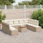 Preview: 10-teiliges Garten Sofa Set mit Kissen Beige Poly Rattan Akazie