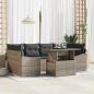 Preview: ARDEBO.de - 7-teiliges Garten-Sofa-Set mit Kissen Grau Poly-Rattan