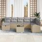 Preview: 9-teiliges Garten-Sofa-Set mit Kissen Beigefarbenes Poly-Rattan