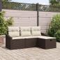 Preview: ARDEBO.de - 4-teiliges Garten Sofa Set mit Kissen braunes Poly Rattan