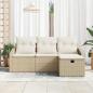 Preview: 4-teilige Garten Sofa Set mit Kissen Beige Poly Rattan