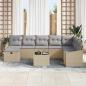 Preview: 9-teiliges Garten-Sofa-Set mit Kissen in Beige und Grau aus Poly-Rattan