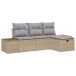 Preview: 4-teiliges Garten Sofa Set mit Kissen Beige Poly Rattan