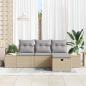 Preview: 4-teiliges Garten Sofa Set mit Kissen Beige Poly Rattan