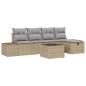 Preview: 6-teiliges Garten Sofa Set mit Kissen Beige Poly Rattan