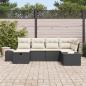 Preview: 6-teiliges Garten-Sofa-Set mit Kissen Schwarz Poly-Rattan