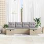 Preview: 6-teilige Garten Sofa Set mit Kissen Beige Poly Rattan