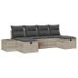 Preview: 6-teiliges Garten-Sofa-Set mit Kissen Hellgrau Poly-Rattan