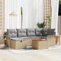 Preview: ARDEBO.de - 7-teiliges Garten-Sofa-Set mit Kissen Beige Poly Rattan