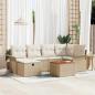 Preview: ARDEBO.de - 7-teiliges Garten Sofa Set mit Kissen Beige Poly Rattan