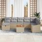 Preview: 9-teiliges Garten Sofa Set mit Kissen Beigem Poly Rattan