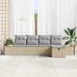 Preview: 5-teiliges Garten-Sofa-Set mit Kissen Beige Poly-Rattan