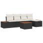 Preview: 6-teiliges Garten-Sofa-Set mit Kissen Schwarz Poly-Rattan