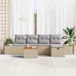 Preview: 6-teiliges Garten-Sofaset mit Kissen Beige Poly Rattan
