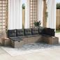 Preview: ARDEBO.de - 7-teiliges Garten Sofa Set mit Kissen grau Poly Rattan