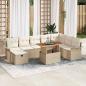 Preview: ARDEBO.de - 9-teiliges Garten-Sofa-Set mit Kissen Beige Poly-Rattan