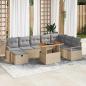 Preview: ARDEBO.de - 9-teiliges Garten Sofaset mit Kissen Beige Poly Rattan, 2-Sitzer Garten Sofa mit Kissen Beige Poly Rattan