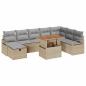 Preview: 9-teiliges Garten Sofaset mit Kissen Beige Poly Rattan, 2-Sitzer Garten Sofa mit Kissen Beige Poly Rattan