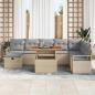 Preview: 9-teiliges Garten Sofaset mit Kissen Beige Poly Rattan, 2-Sitzer Garten Sofa mit Kissen Beige Poly Rattan