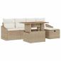 Preview: 6-teiliges Garten-Sofa-Set mit Kissen in Beige Poly-Rattan
