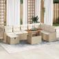 Preview: ARDEBO.de - 9-teiliges Garten Sofa Set mit Kissen Beige Poly Rattan