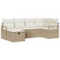 Preview: 6-teiliges Garten Sofaset mit Kissen Beige Poly Rattan, 2-Sitzer Garten Sofa mit Stauraum & Kissen Beige Poly Rattan