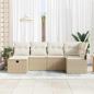 Preview: 6-teiliges Garten Sofaset mit Kissen Beige Poly Rattan, 2-Sitzer Garten Sofa mit Stauraum & Kissen Beige Poly Rattan