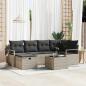 Preview: ARDEBO.de - 7-teiliges Garten-Sofa-Set mit Kissen Hellgrau Poly-Rattan, 2-Sitzer Garten-Sofa mit Stauraum & Kissen Grau Poly-Rattan