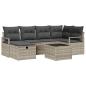 Preview: 7-teiliges Garten-Sofa-Set mit Kissen Hellgrau Poly-Rattan, 2-Sitzer Garten-Sofa mit Stauraum & Kissen Grau Poly-Rattan