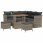 Preview: 8-teiliges Garten-Sofa-Set mit Kissen Grau Poly Rattan Akazie, 3-teiliges Garten-Ess-Set mit Kissen Grau Poly Rattan Akazie