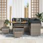 Preview: 8-teiliges Garten-Sofa-Set mit Kissen Grau Poly Rattan Akazie, 3-teiliges Garten-Ess-Set mit Kissen Grau Poly Rattan Akazie