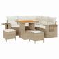 Preview: 8-teiliges Garten Sofa Set mit Kissen Beige Poly Rattan Akazie, 3-teiliges Garten Essenset mit Kissen Beige Poly Rattan Akazie