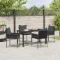 Preview: 5-teiliges Garten-Ess-Set mit Kissen Schwarz Poly-Rattan