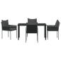 Preview: 5-teiliges Garten-Ess-Set mit Kissen Schwarz Poly-Rattan