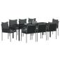 Preview: Garten Essgruppe 9 stk. Schwarz und Grau PE-Rattan