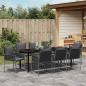 Preview: Garten Essgruppe 9 stk. Schwarz und Grau PE-Rattan