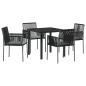 Preview: Set aus 3 Schwarz PE-Rattan, Stahl, Polyester Standard