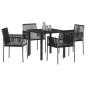 Preview: Set aus 3 Schwarz PE-Rattan, Stahl, Polyester Standard