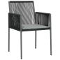 Preview: Set aus 3 Schwarz PE-Rattan, Stahl, Polyester Standard