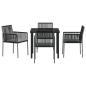 Preview: Set aus 3 Schwarz PE-Rattan, Stahl, Polyester Standard