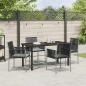 Preview: 5-teiliges Garten-Essbereich-Set mit Kissen Schwarzes Poly-Rattan