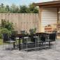 Preview: Set von 5 Schwarz Poly-Rattan, pulverbeschichteter Stahl, Polyester