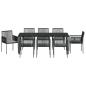 Preview: Set von 5 Schwarz Poly-Rattan, pulverbeschichteter Stahl, Polyester