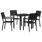 Preview: 5-teilige Garten Essgruppe Schwarz HDPE