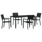 Preview: 5-teilige Garten Essgruppe Schwarz HDPE