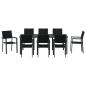 Preview: ARDEBO.de - 9-teiliges Garten-Dining-Set Schwarz Poly Rattan