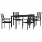 Preview: 5-teiliges Garten-Esszimmer-Set Schwarz PVC-Rattan