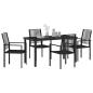 Preview: 5-teiliges Garten-Esszimmer-Set Schwarz PVC-Rattan