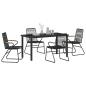 Preview: 5-teiliges Garten-Essgruppen-Set Schwarz PVC Rattan