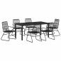 Preview: 7-teiliges Garten Essbereich Set Schwarz PVC Rattan